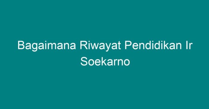 Bagaimana riwayat pendidikan ir soekarno