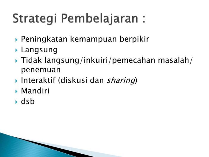 Pembelajaran strategi komponen tujuan