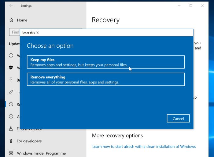 Cara install ulang windows 10 tanpa kehilangan data